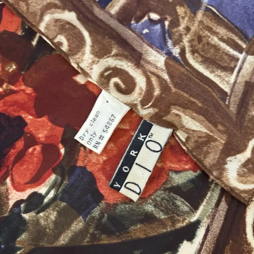 VTG NEW YORK STUDIO Designer 100% Silk Scarf Multicolor Abstract Made in Korea